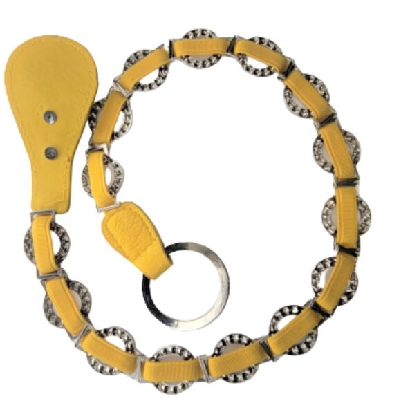 WOMENS Yellow Stretch Belt Bling Crystals Buckle Elasticized Band Belt - Picture 5 of 11